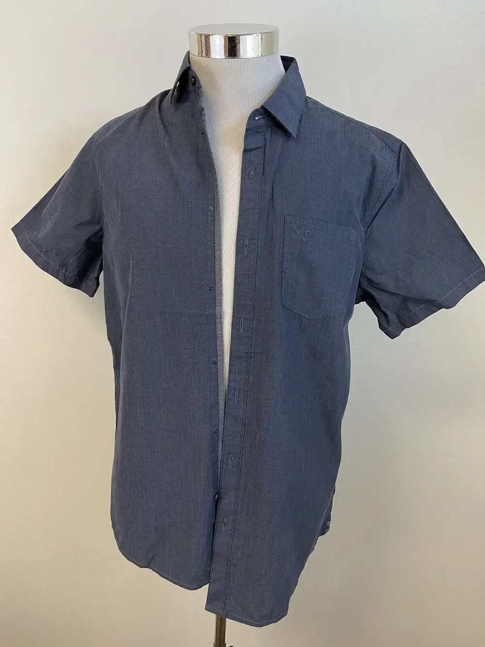 PME Legend Shirt Mens Large Button Up Defect Open Front Blue Factory Seconds N47